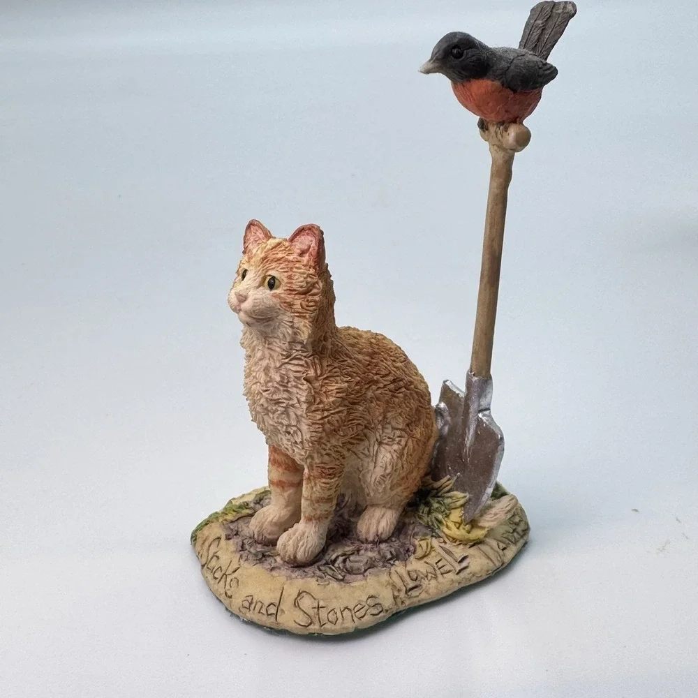 2 Lowell Davis Cat Figurines Happy Anniversary & Sticks And Stones Picnic Shovel